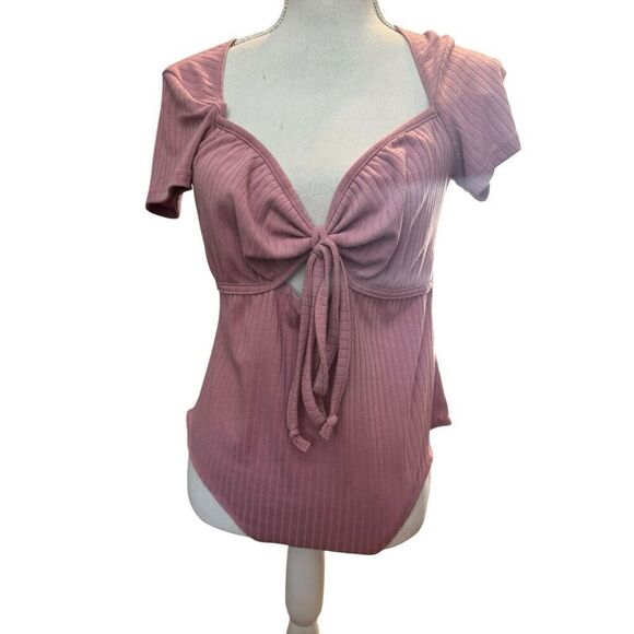 Wild Fable Ribbed Bodysuit- Mauve - Sz Large Y2K, baby doll - Picture 1 of 3